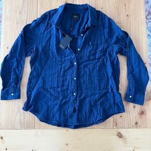 Club Room Deep Blue Button-Up Blouse